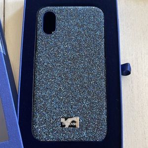 NWT in box! Swarovski royal blue black phone case for iPhone X